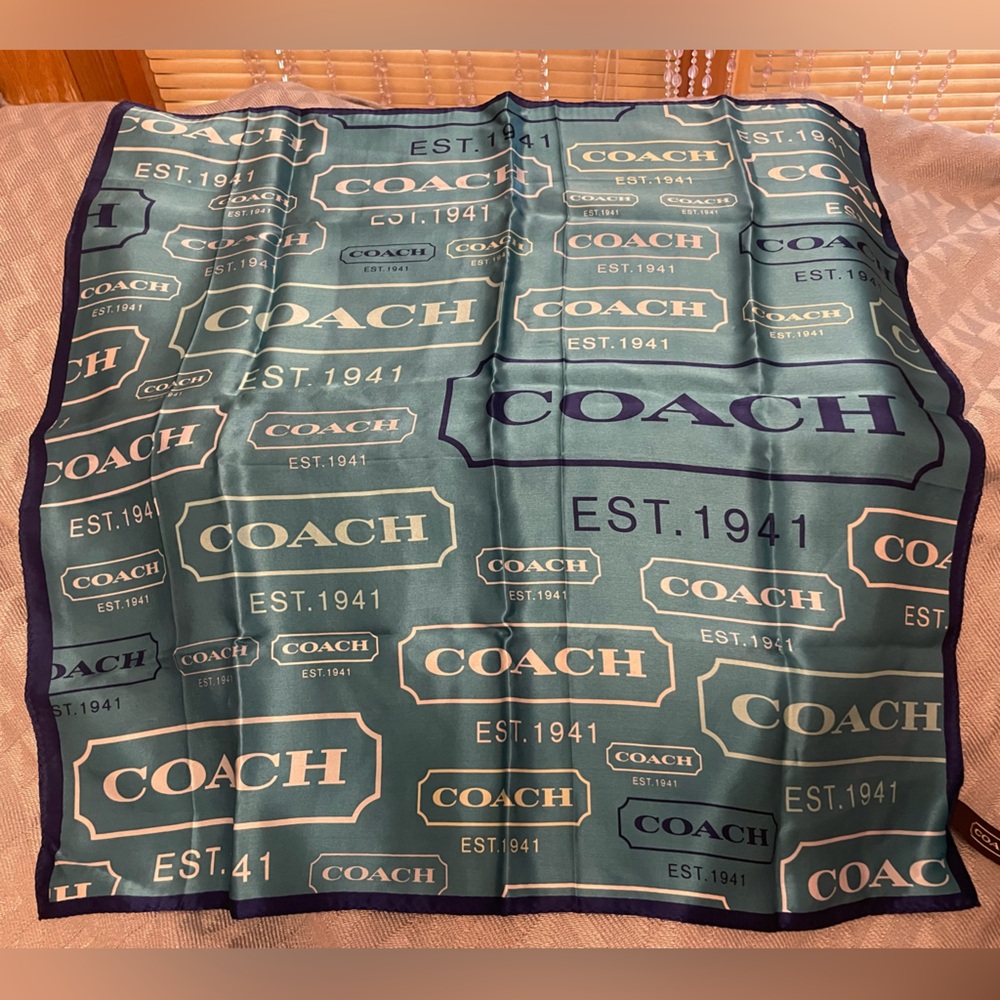 Coach Blue Silk Scarf, excellent condition